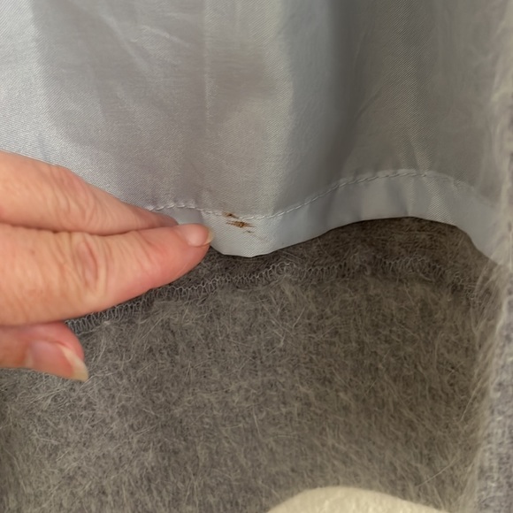 Rare Vintage Sia Bellini Gray Angora Button Up Sweater w/Full Silver Fox Sz L - Picture 7 of 12